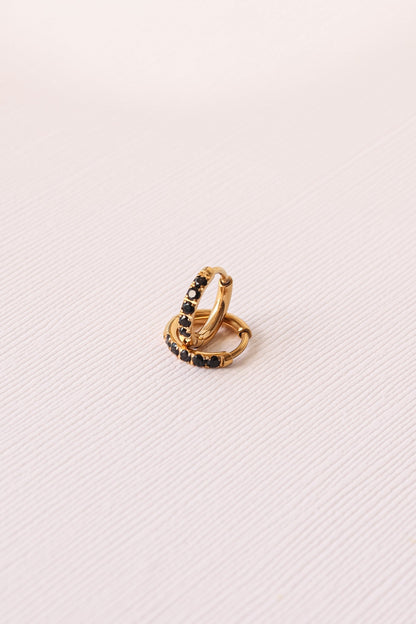 Micro Crystal Hoop in Black