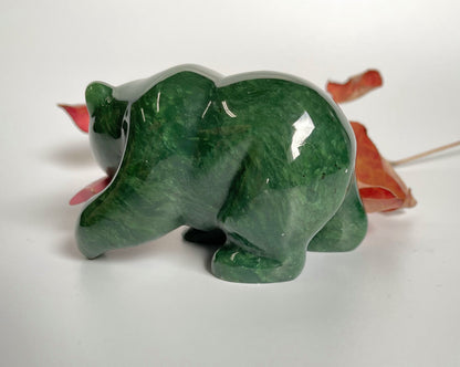 Jade Bear with Rhodonite Fish, Available in multiple sizes