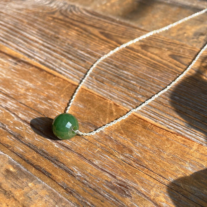 Faceted Jade Bead Pendant, 12mm