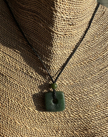 Canadian Jade Textured Square Pendant - 20mm - 3085-1