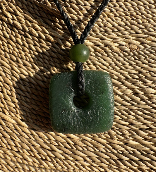 Canadian Jade Textured Square Pendant - 20mm - 3085-1