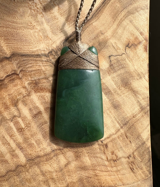 Dark Green Jade Pendant, 50mm