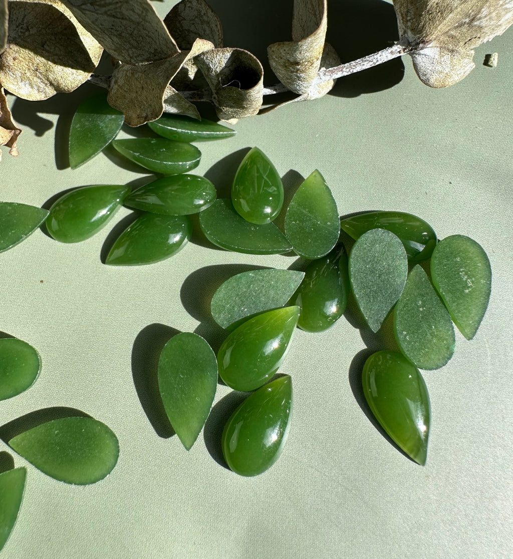 A Grade Canadian Nephrite Jade Pear Cabochon 8/15mm