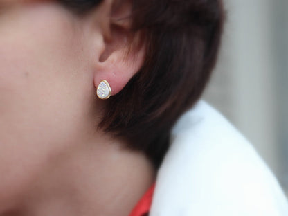 Druzy Teardrop Studs - Confetti Cream