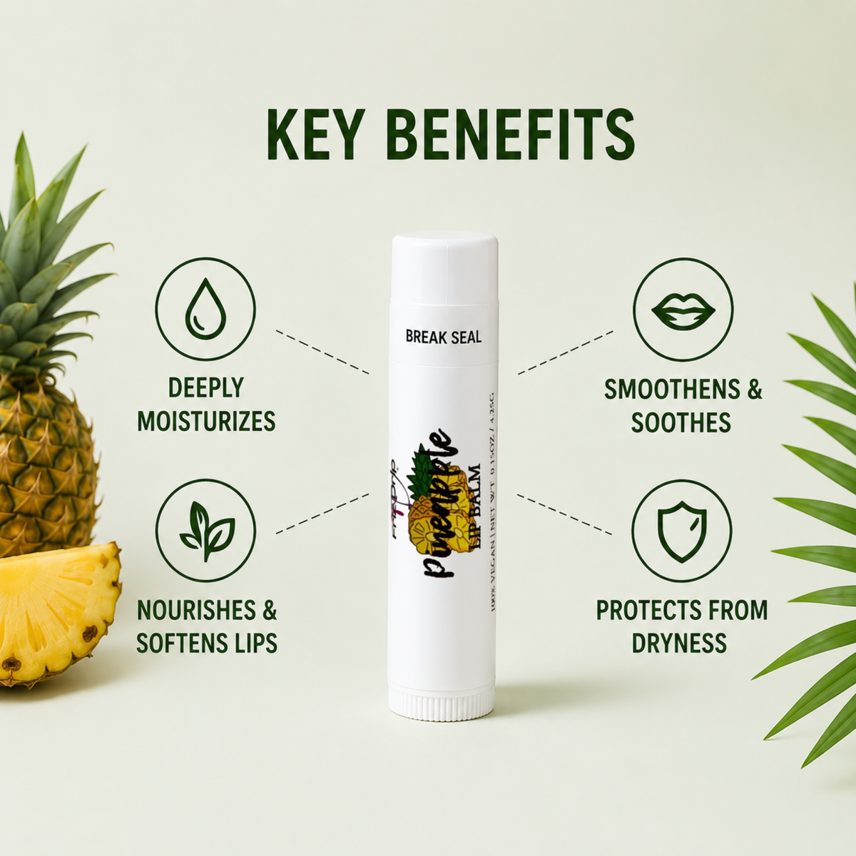 Pineapple Lip Balm – Sweet & Fruity Tropical Moisturizing Lip Balm, Smooth Non-Greasy Lip Care, 0.15 oz