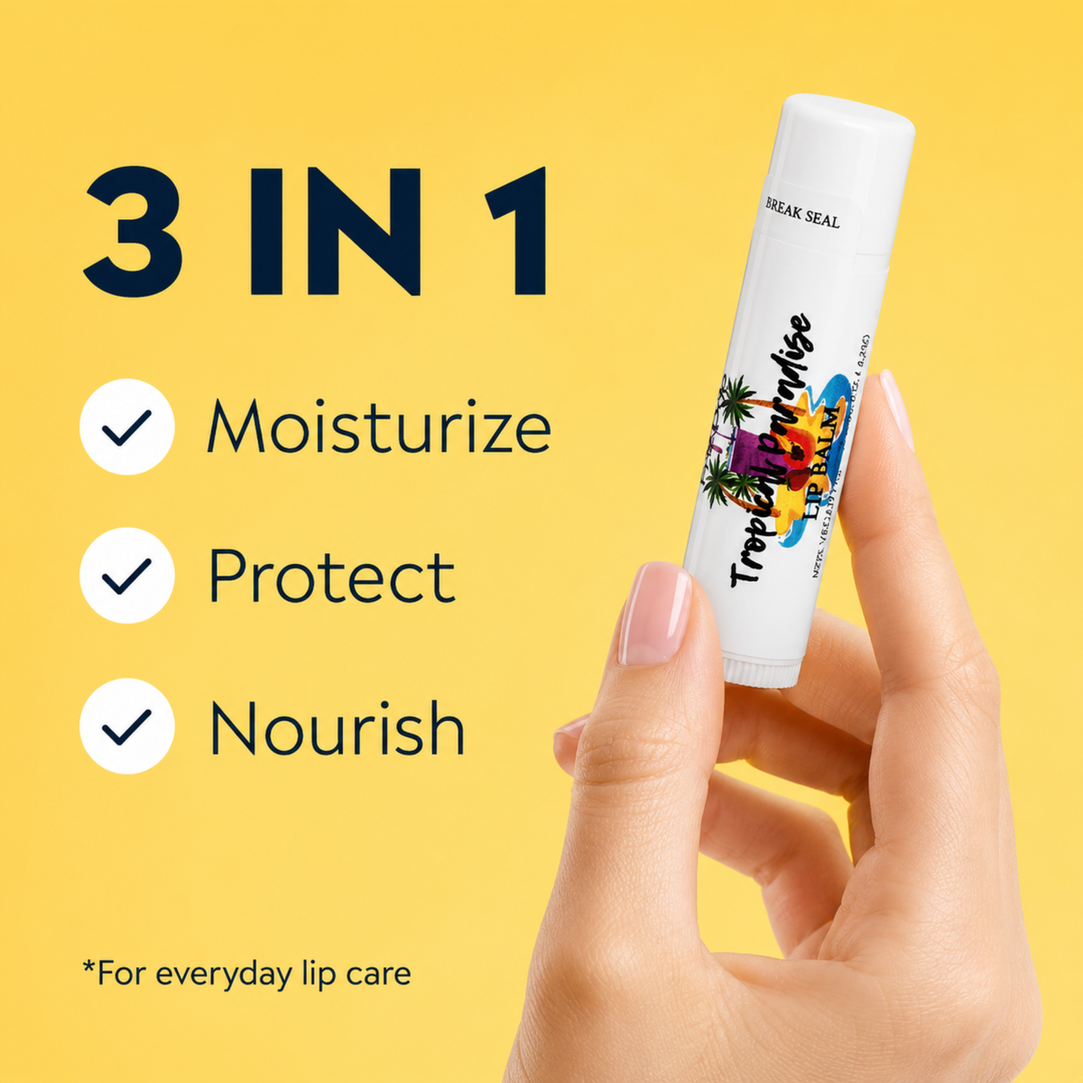 Tropical Paradise Lip Balm – Exotic Tropical Fruit Moisturizing Lip Balm, Pineapple, Coconut, Mango & More, 0.15 oz