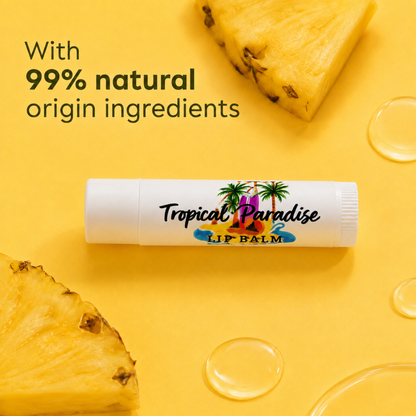 Tropical Paradise Lip Balm – Exotic Tropical Fruit Moisturizing Lip Balm, Pineapple, Coconut, Mango & More, 0.15 oz