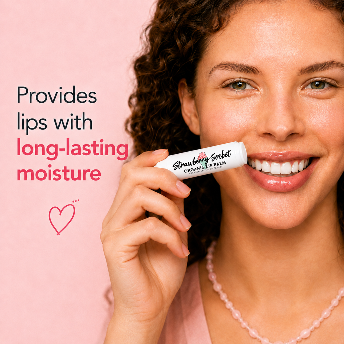 Strawberry Sorbet Lip Balm – Sweet Strawberry Moisturizing Lip Balm, Smooth Non-Greasy Lip Care, 0.15 oz