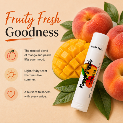Mango Peach Lip Balm – Tropical Mango & Juicy Peach Moisturizing Lip Balm, Unsweetened, 0.15 oz