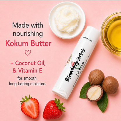 Strawberry Sorbet Lip Balm – Sweet Strawberry Moisturizing Lip Balm, Smooth Non-Greasy Lip Care, 0.15 oz