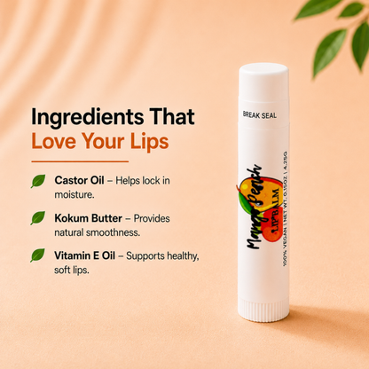 Mango Peach Lip Balm – Tropical Mango & Juicy Peach Moisturizing Lip Balm, Unsweetened, 0.15 oz