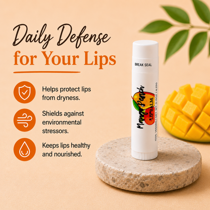 Mango Peach Lip Balm – Tropical Mango & Juicy Peach Moisturizing Lip Balm, Unsweetened, 0.15 oz