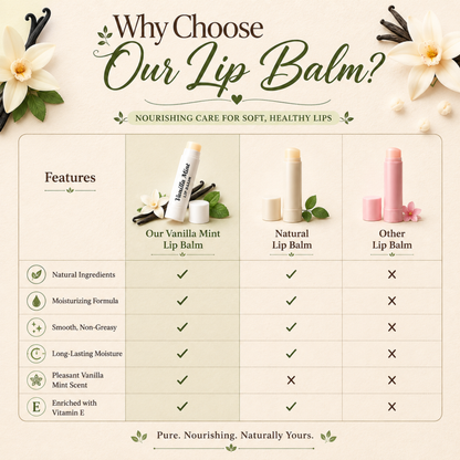 Vanilla Mint Lip Balm – Peppermint, Anise & Vanilla Moisturizing Lip Balm, Smooth Non-Greasy Lip Care, 0.15 oz