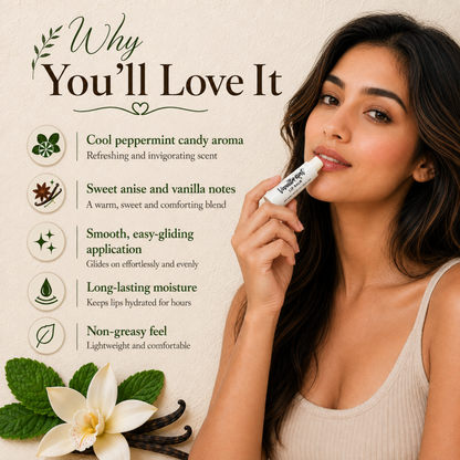 Vanilla Mint Lip Balm – Peppermint, Anise & Vanilla Moisturizing Lip Balm, Smooth Non-Greasy Lip Care, 0.15 oz