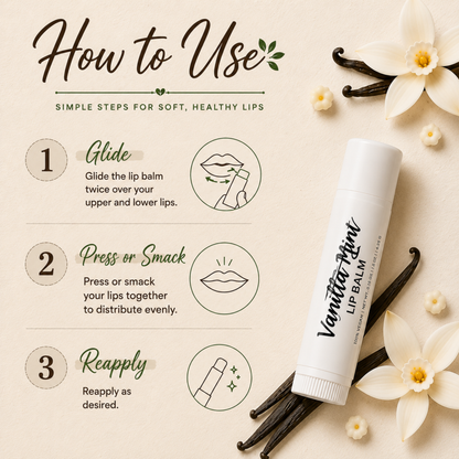 Vanilla Mint Lip Balm – Peppermint, Anise & Vanilla Moisturizing Lip Balm, Smooth Non-Greasy Lip Care, 0.15 oz