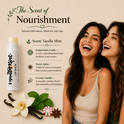 Vanilla Mint Lip Balm – Peppermint, Anise & Vanilla Moisturizing Lip Balm, Smooth Non-Greasy Lip Care, 0.15 oz
