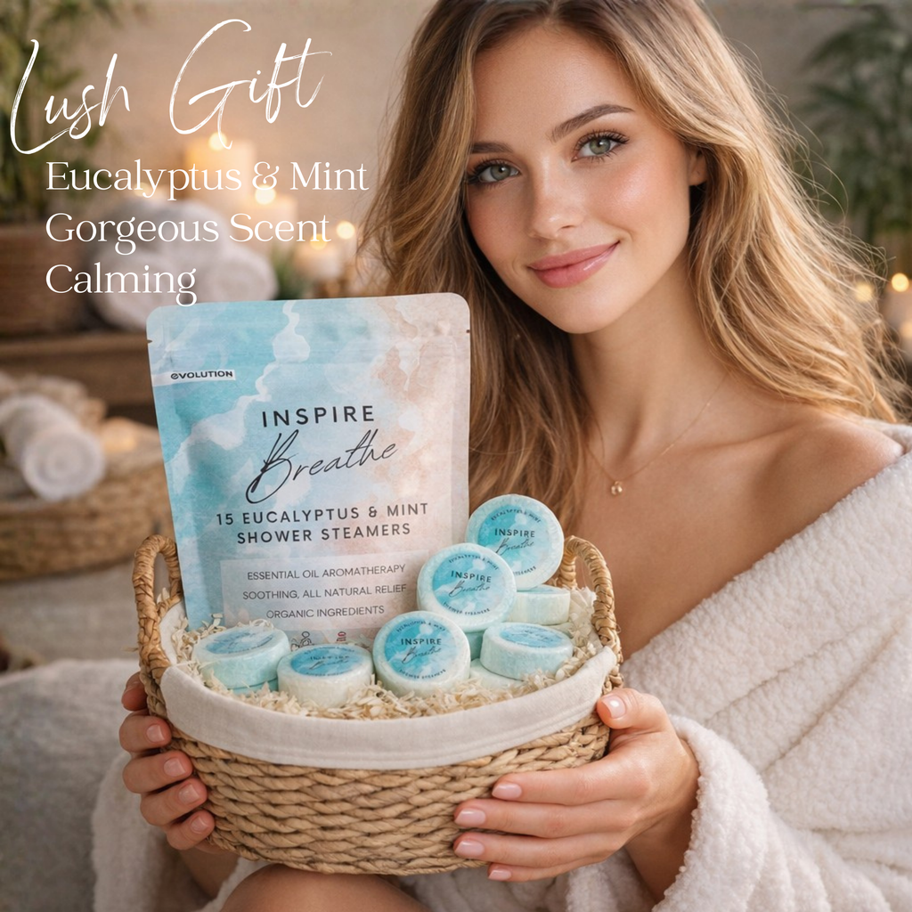 EvolutionUSA Inspire Breathe Shower Steamers – 15 Mint & Eucalyptus Shower Steamers for Women & Men, Vapor Shower Tablets, Self Care Shower Bombs, Lush Gift Mothers Day, Easter, Birthday, Valentines