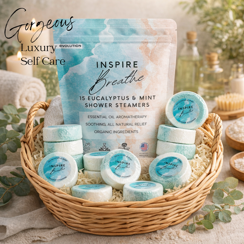 EvolutionUSA Inspire Breathe Shower Steamers – 15 Mint & Eucalyptus Shower Steamers for Women & Men, Vapor Shower Tablets, Self Care Shower Bombs, Lush Gift Mothers Day, Easter, Birthday, Valentines