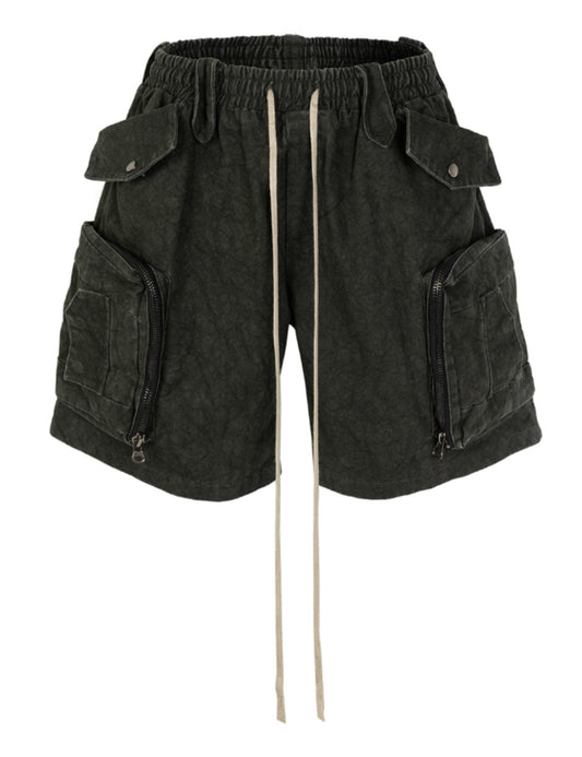 DRAWSTRING JUMBO POCKET CARGO SHORTS