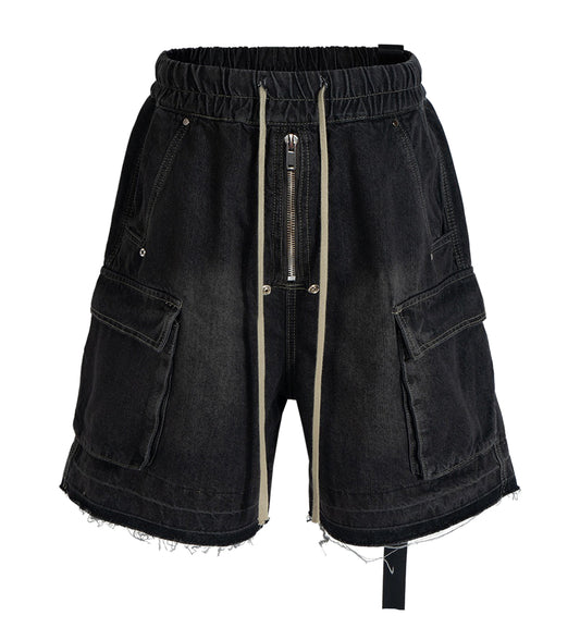 NOIR DRAWSTRING DENIM CARGO