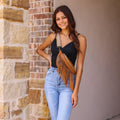 Valentina - Camel Removable Fringe Crossbody Sling Bag