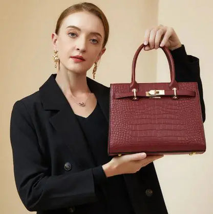 Elegant  Large Capacity Genuine Leather Handbag – Retro Style Tote for Women