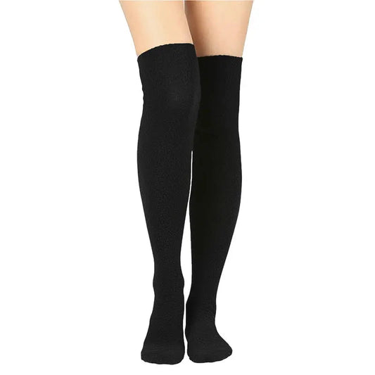 Over the Knee Fleece Socks - Black
