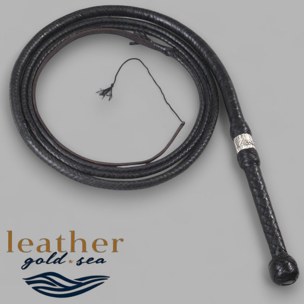 Black Leather Whip – Handmade 16 Plait Bullwhip