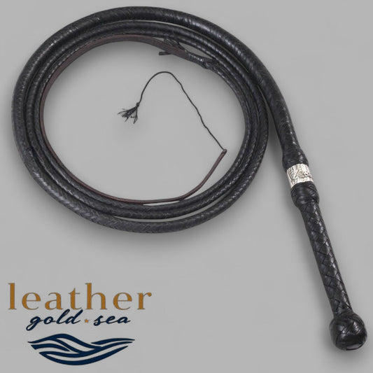 Black Leather Whip – Handmade 16 Plait Bullwhip