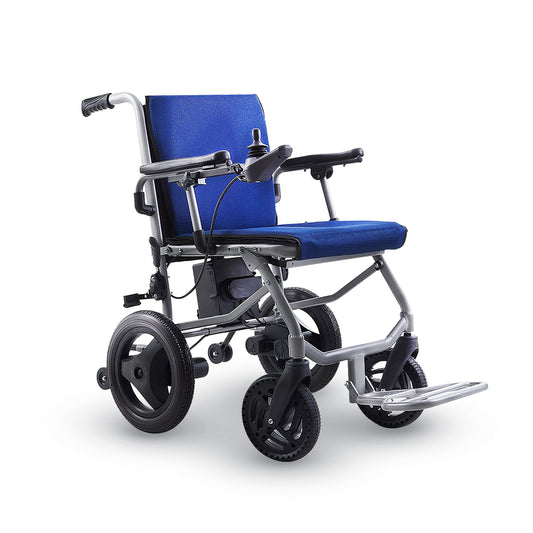 KANO (Blue) -Foldable Electric Wheelchair, Travel Size, User-Friendly
