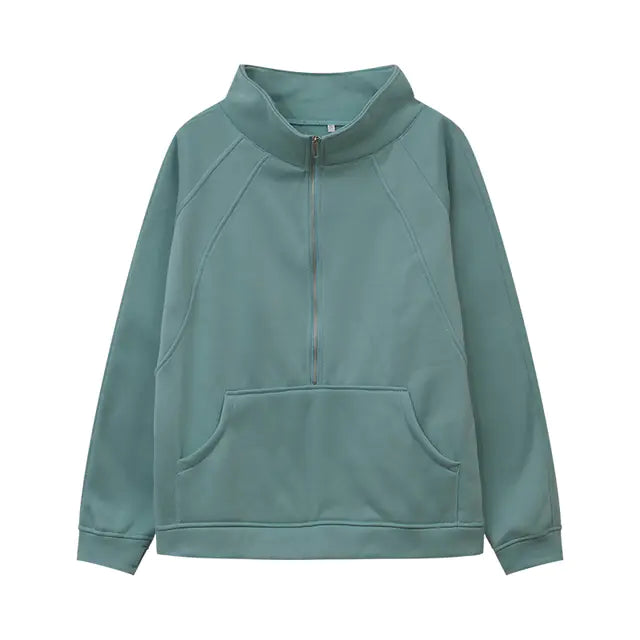 Autumn/Winter Women's Plush Half Zipper Sweatshirt