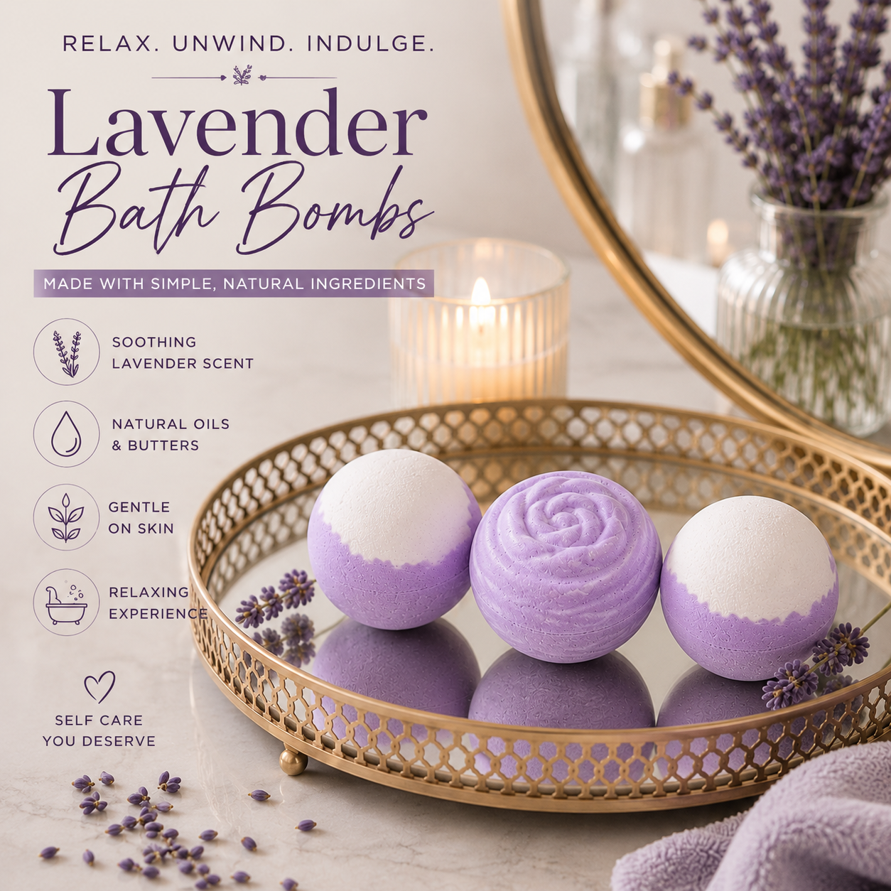 EvolutionUSA 12pc Lavender Dreams Bath Bombs for Women