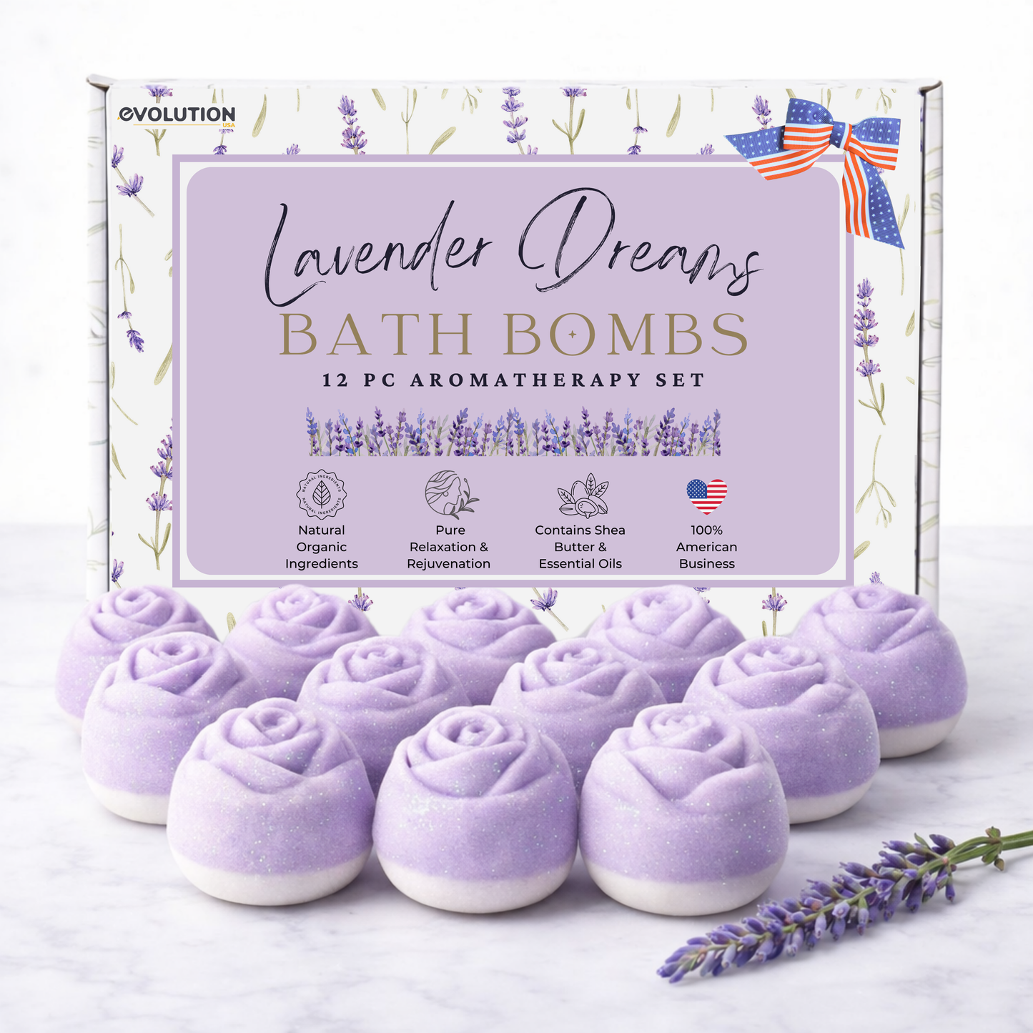 EvolutionUSA 12pc Lavender Dreams Bath Bombs for Women