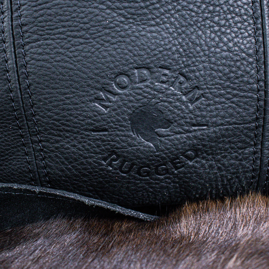 Leather Hide Laptop Bag - Black (Buckles)