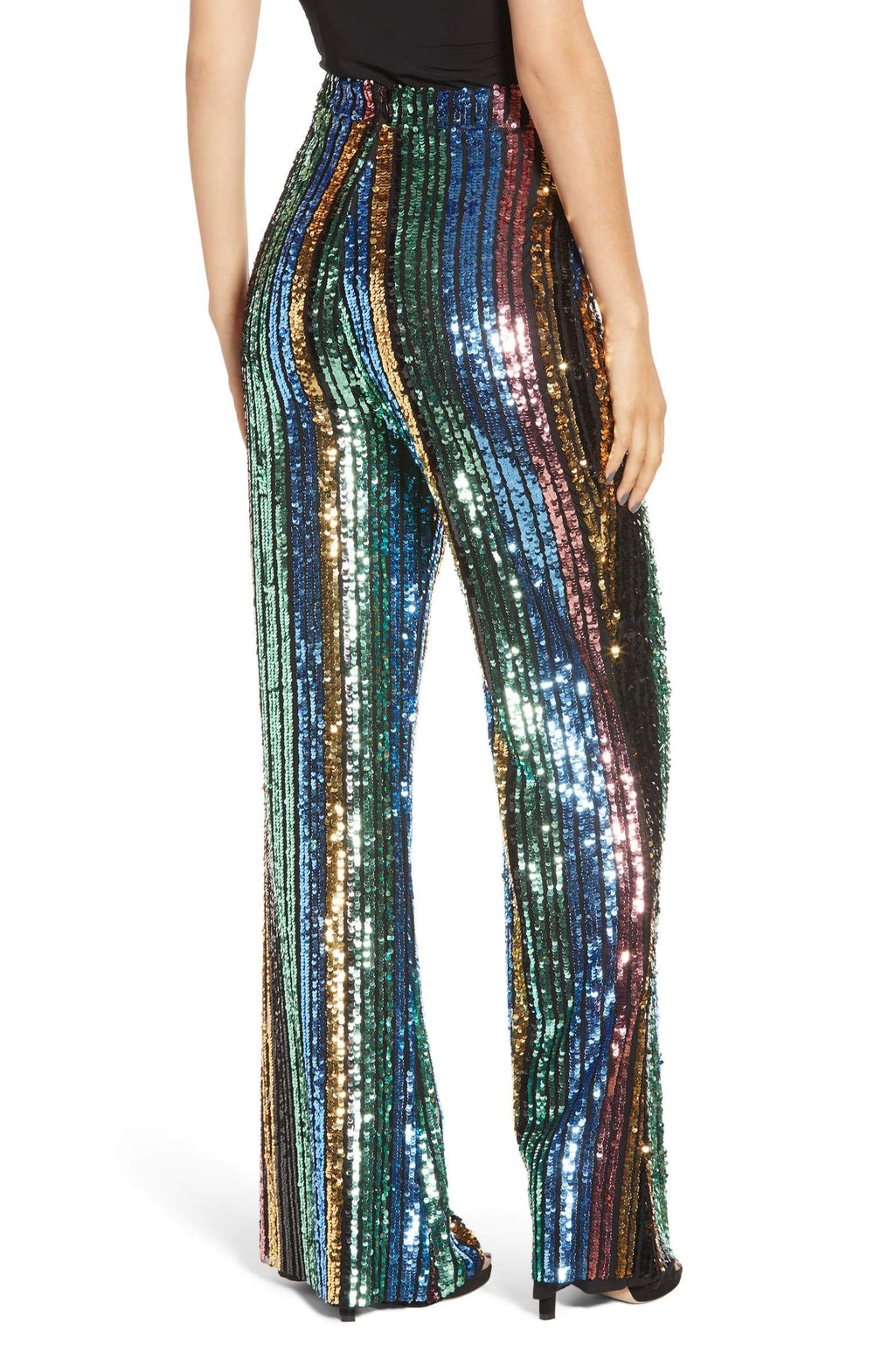 Leigh High Waisted Striped Sequin Pants