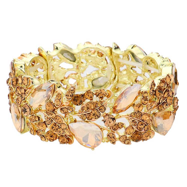 Teardrop Marquise Stone Cluster Stretch Evening Bracelet