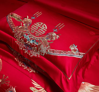 Luxury Embroidery Dragon&Phoenix Wedding Duvet Cover Set | 3CARATS