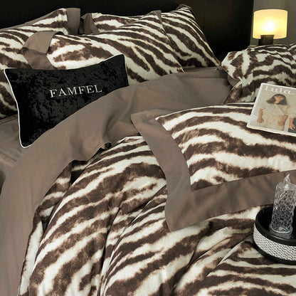 Luxury Zebra Print 120S Long-Staple Cotton Bedding Set | 3CARATS