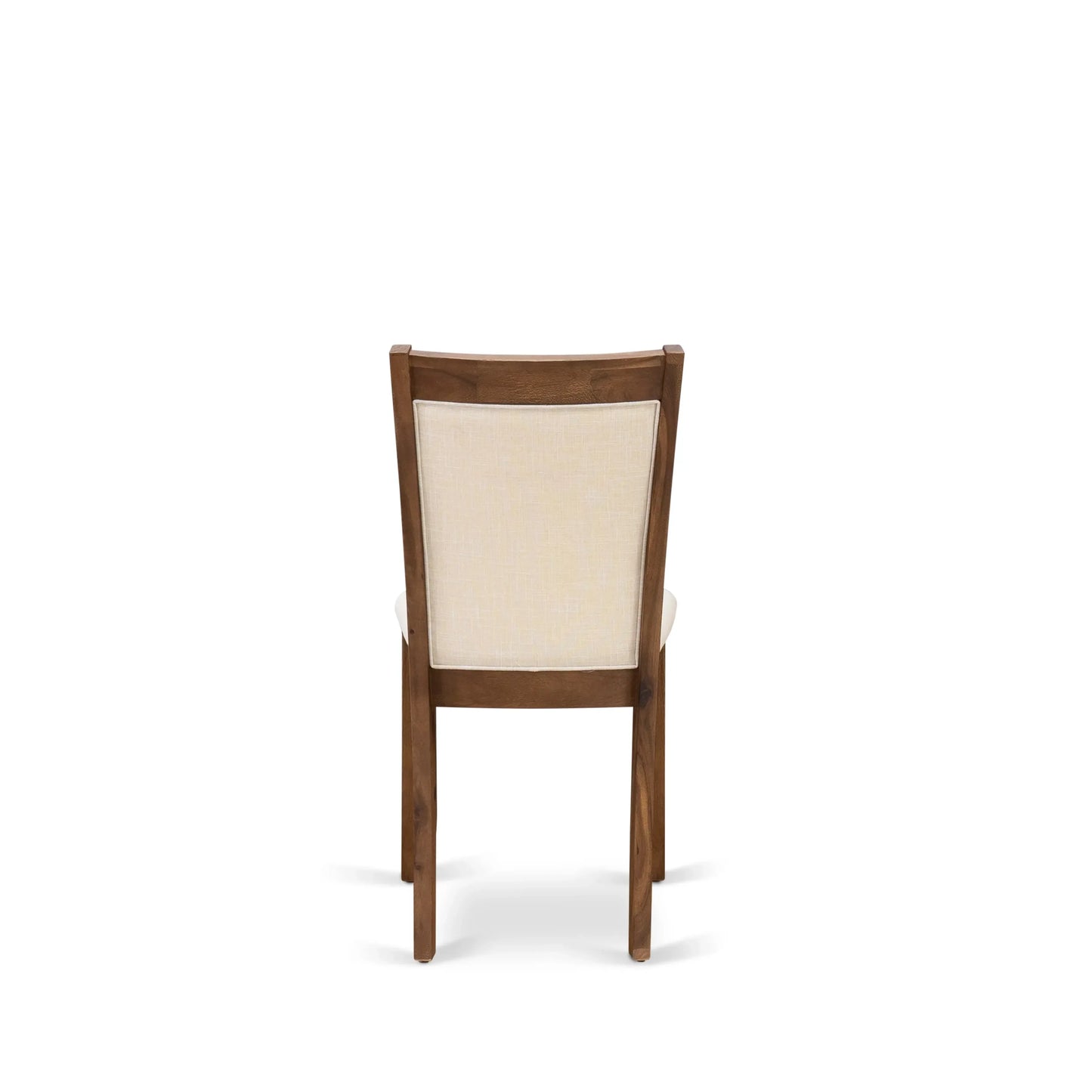 EAST WEST FURNITURE - CNMZ5-N7-32 - 5-Piece Dinner Table Set - A Mid Century Dining Table and 4 Light Beige Linen Fabric Padded Wood Dining Chairs with Stylish High Back – (Distressed Jacobean Finish)