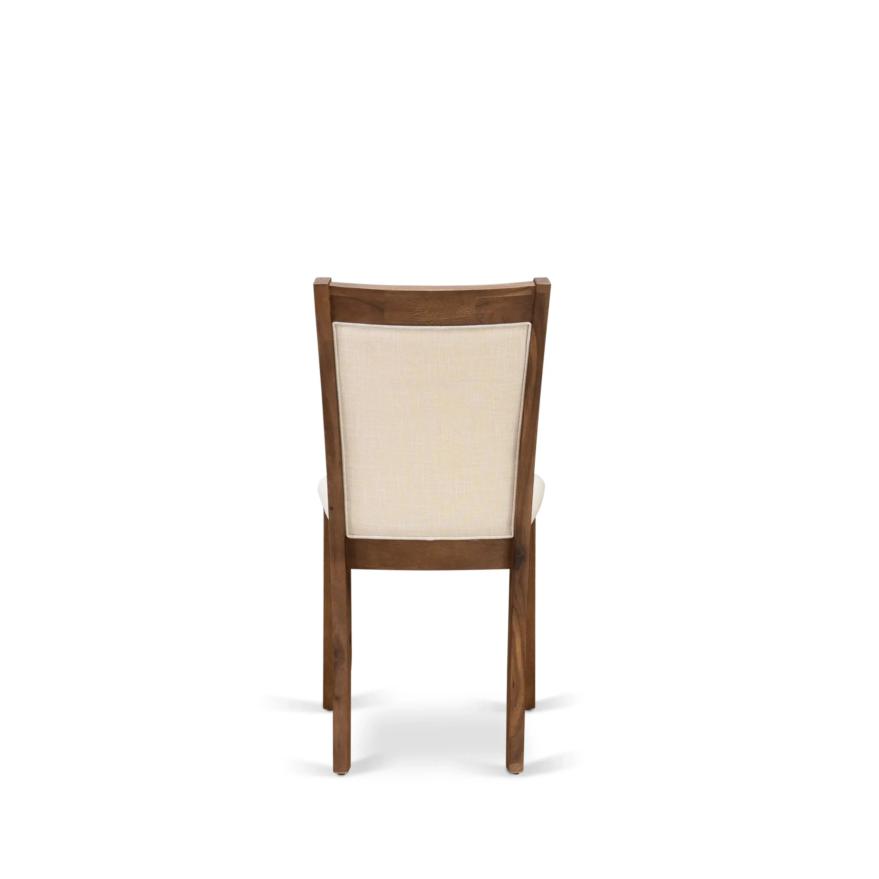 EAST WEST FURNITURE - CNMZ5-N7-32 - 5-Piece Dinner Table Set - A Mid Century Dining Table and 4 Light Beige Linen Fabric Padded Wood Dining Chairs with Stylish High Back – (Distressed Jacobean Finish)