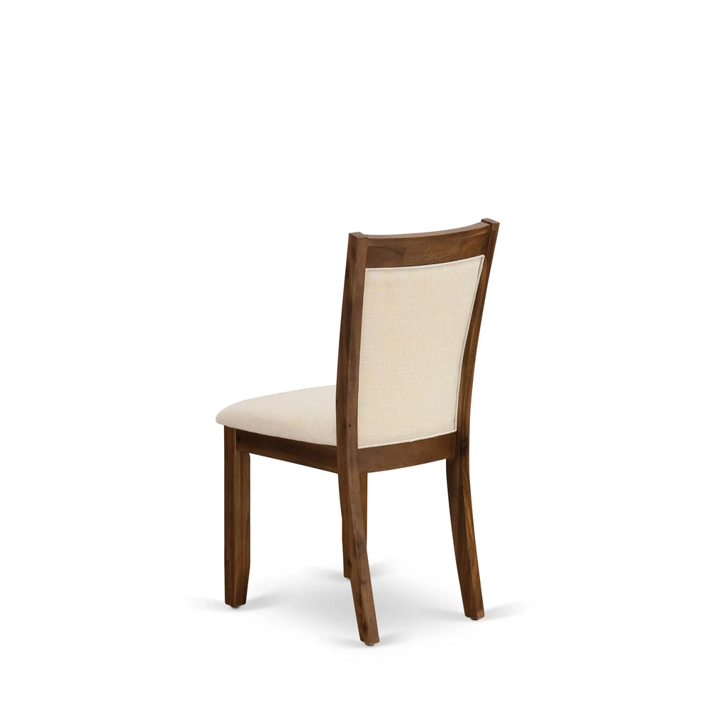 EAST WEST FURNITURE - CNMZ5-N7-32 - 5-Piece Dinner Table Set - A Mid Century Dining Table and 4 Light Beige Linen Fabric Padded Wood Dining Chairs with Stylish High Back – (Distressed Jacobean Finish)