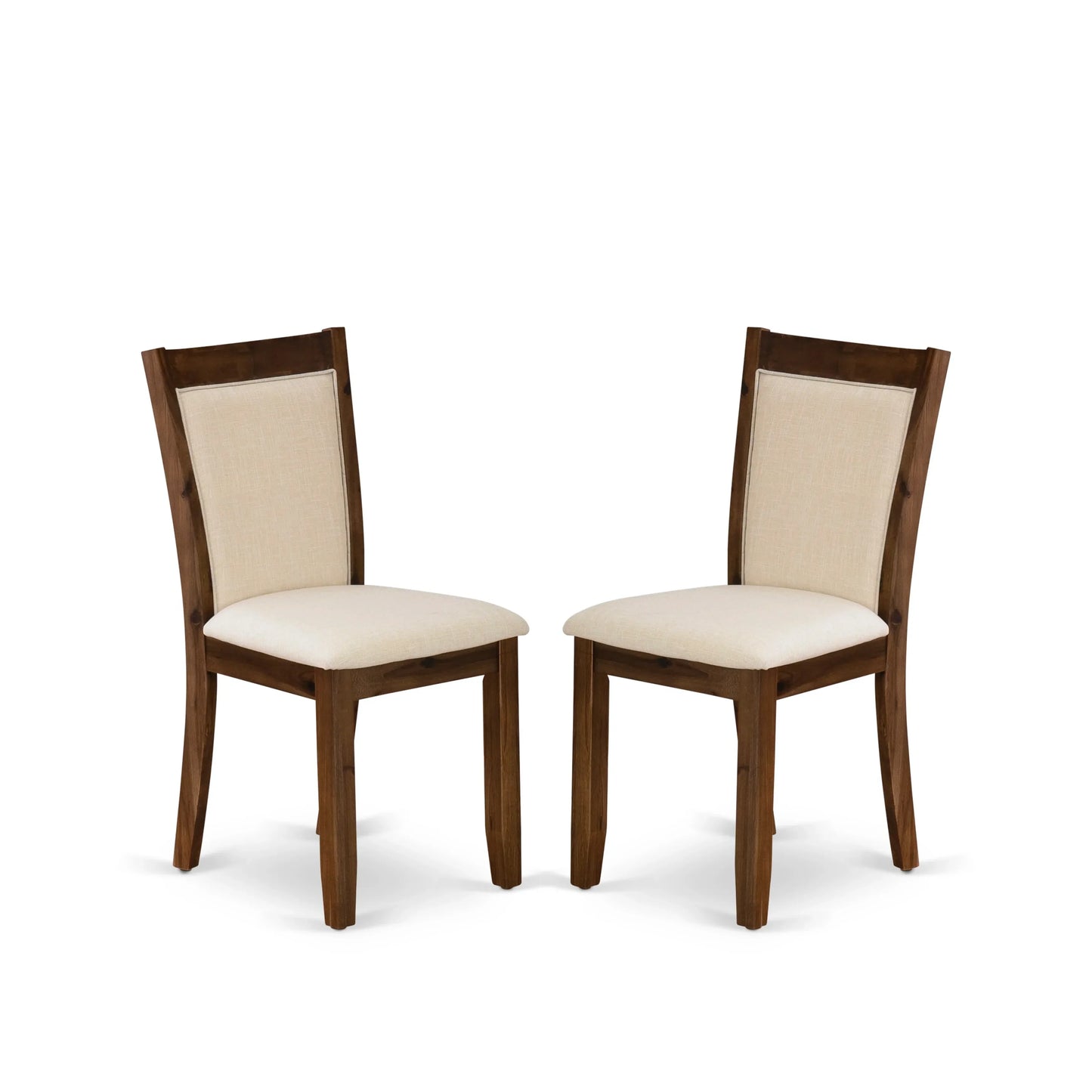 EAST WEST FURNITURE - CNMZ5-N7-32 - 5-Piece Dinner Table Set - A Mid Century Dining Table and 4 Light Beige Linen Fabric Padded Wood Dining Chairs with Stylish High Back – (Distressed Jacobean Finish)