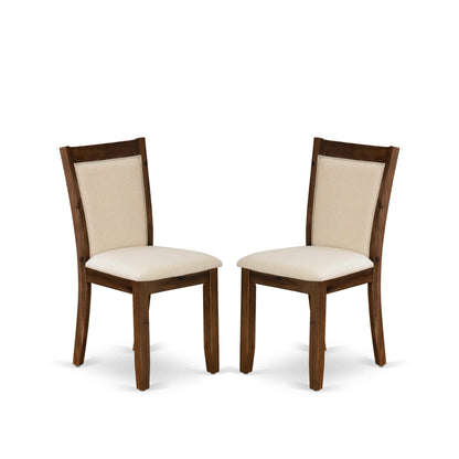 EAST WEST FURNITURE - CNMZ5-N7-32 - 5-Piece Dinner Table Set - A Mid Century Dining Table and 4 Light Beige Linen Fabric Padded Wood Dining Chairs with Stylish High Back – (Distressed Jacobean Finish)