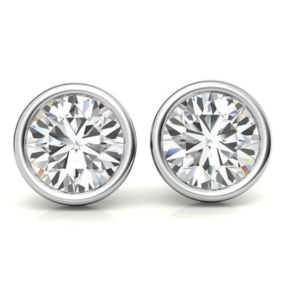 3.00 CTW Lab Grown Diamond Bezel Martini Stud Earrings in 14K White or Yellow Gold