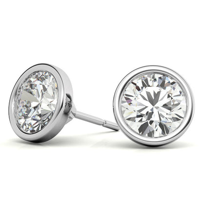 3.00 CTW Lab Grown Diamond Bezel Martini Stud Earrings in 14K White or Yellow Gold