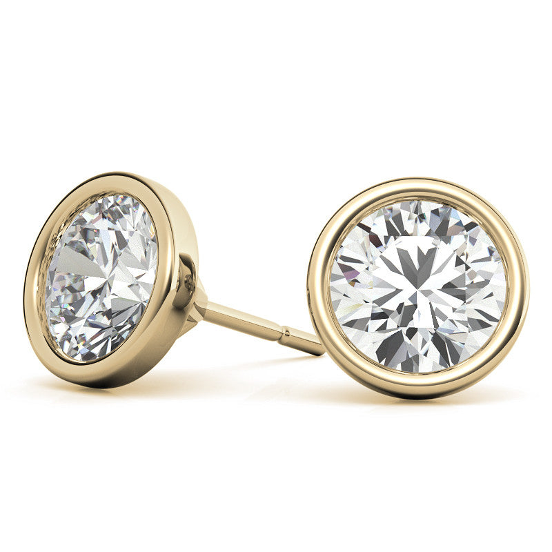 3.00 CTW Lab Grown Diamond Bezel Martini Stud Earrings in 14K White or Yellow Gold