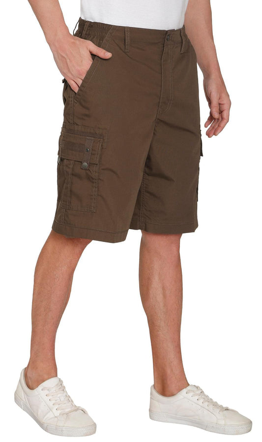 Men's Elastic Waist Cargo Shorts with Multi-Pocket Design