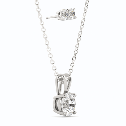 3CTW Moissanite Stud Earrings & Pendant Necklace Set in 14K White Gold Overlay