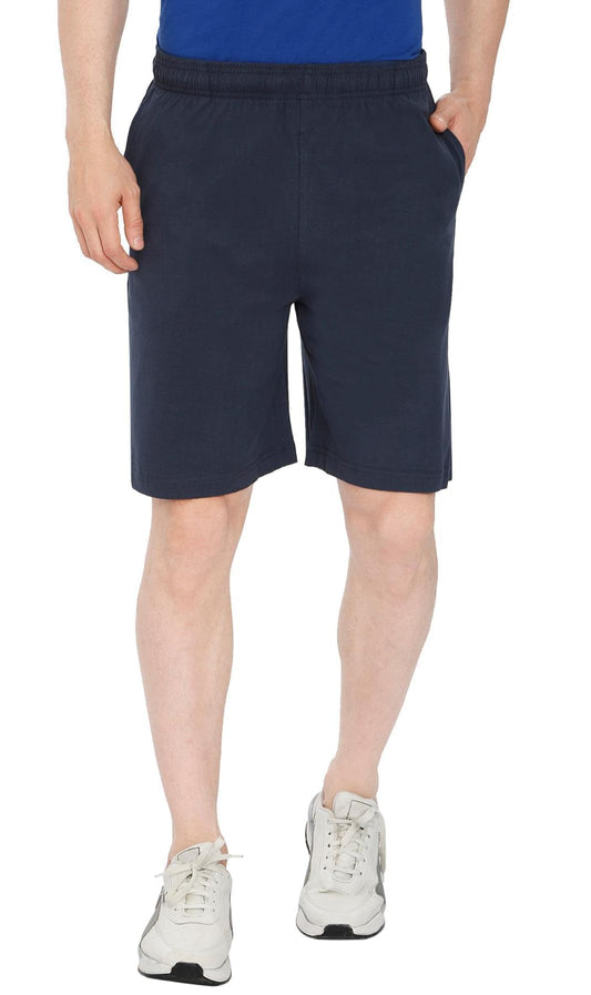 Men's 100% Cotton Knit Shorts — Elastic Waist with Inner Drawstring