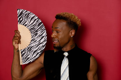 Zebra Stripes Hand Fan